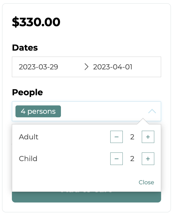 Extra price for multiple days